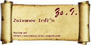 Zsivanov Irén névjegykártya